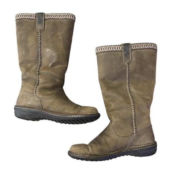 UGG WOMENS 5139 Swell Brown Leather Riding Boots, Sheepskin Snow Boots Size 9 - Picture 1 of 5